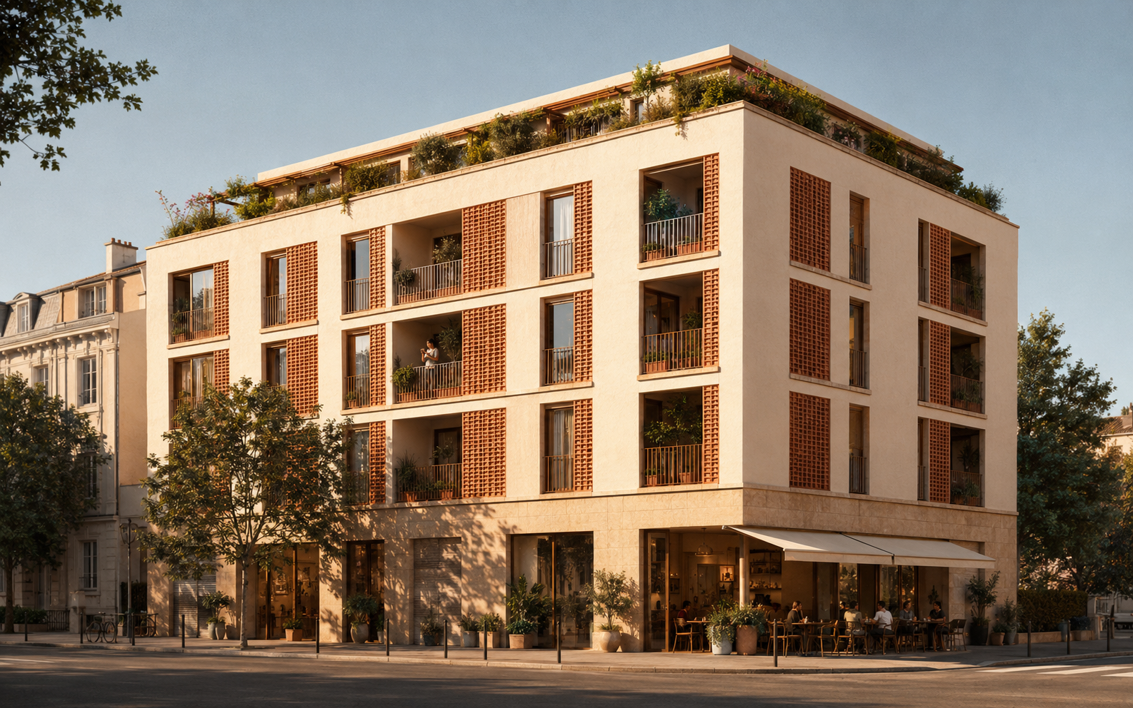 Terrasses végétalisées de la résidence Jardins d'Anfa